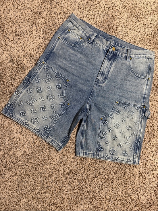 Louis Vuitton Other - Louis Vuitton Light Blue Monogram Panel Denim Shorts